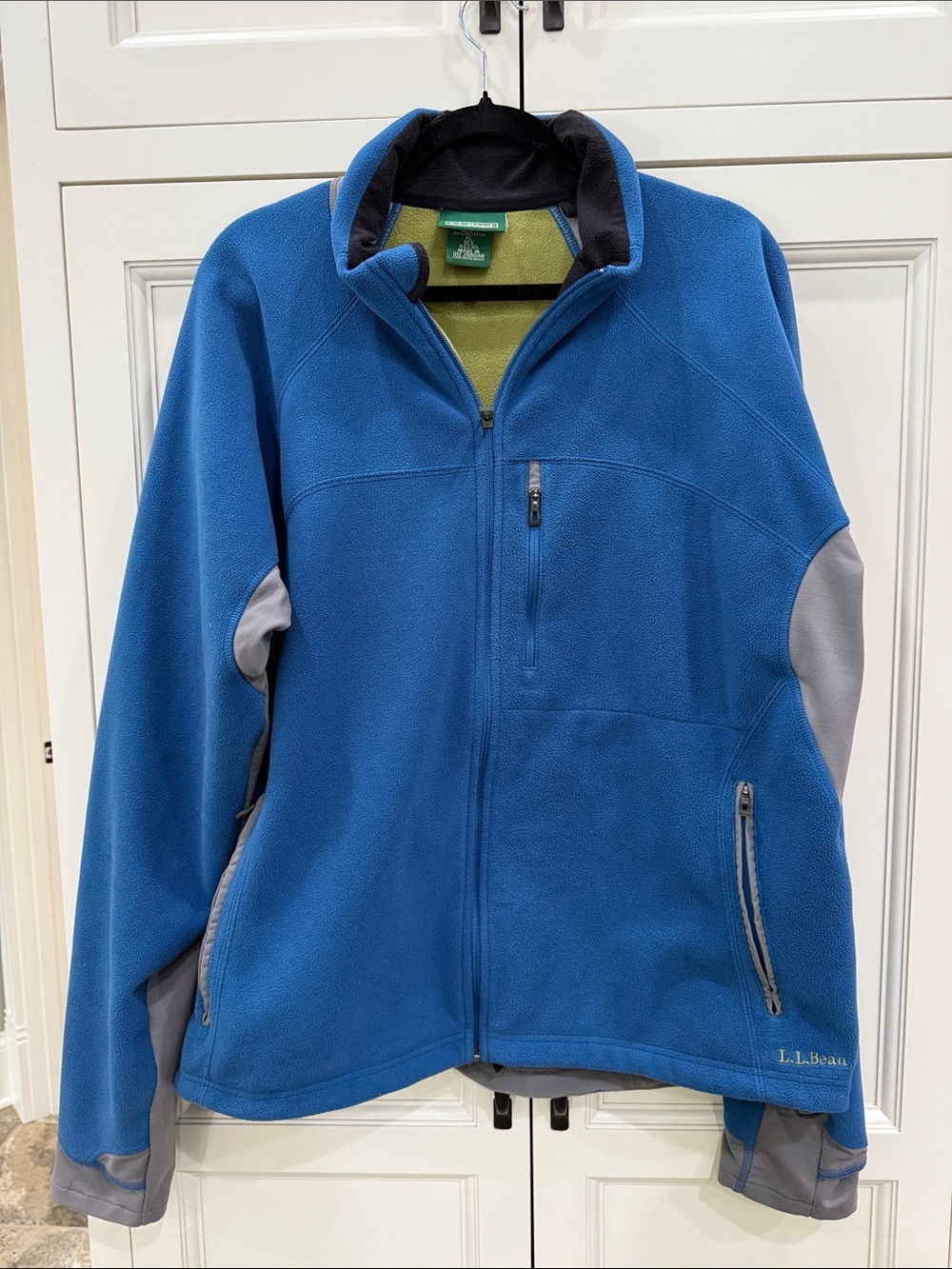 LL Bean Polartec Fleece Full Zip Mens Jacket XL Reg. Blue and Gray